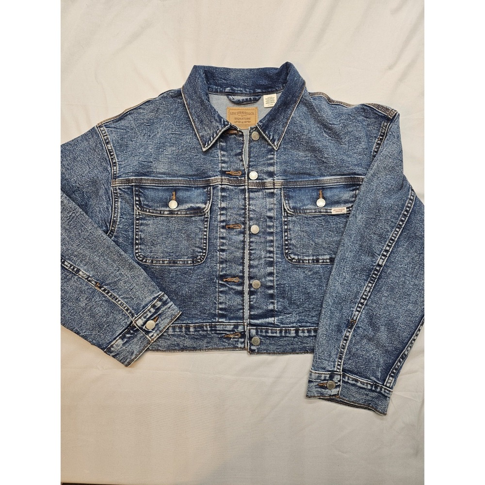 Levi Strauss Denim Cropped Jacket 90s Style Women's Size XL